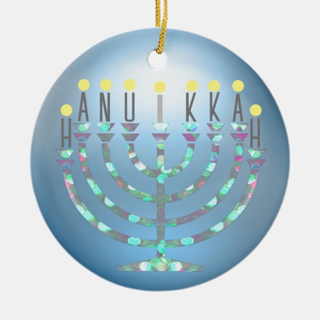 Sparkley Menorah Hanukkah Ornament (Vorne)