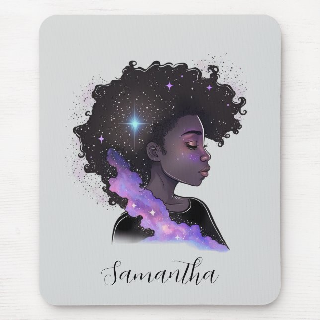 Sparkling Afro Woman Mousepad (Vorne)