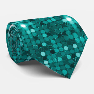 Sparkling Aquamarin Disco Sequin Neck Tie Krawatte