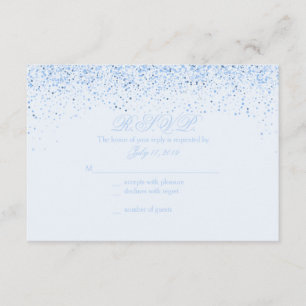 Sparkling Baby Blue Glitzer Wedding Response Cards RSVP Karte
