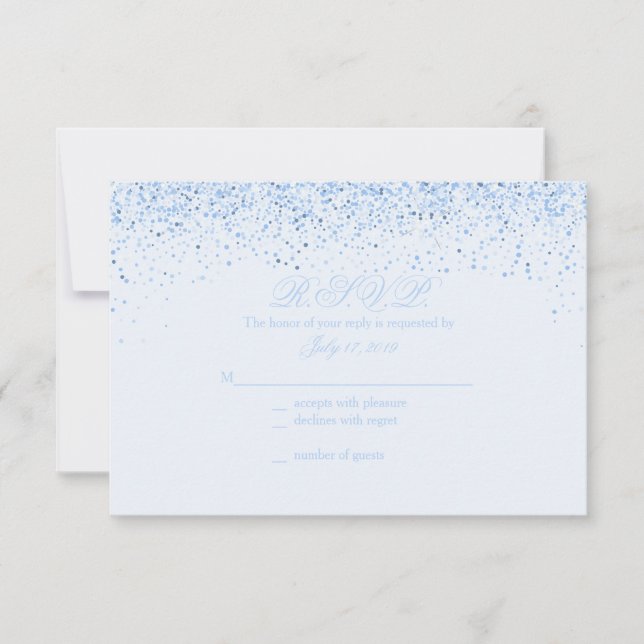 Sparkling Baby Blue Glitzer Wedding Response Cards RSVP Karte (Vorderseite)