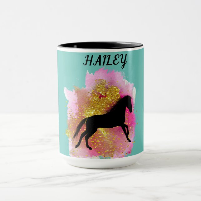SPARKLING BLACK HORSE PERSONALISIERTE COMBO-TASSE TASSE (Zentrum)