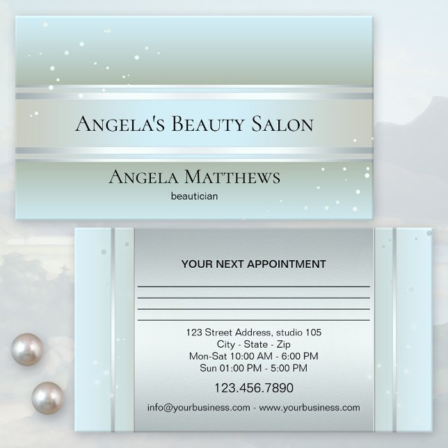 Sparkling Blue Beauty Termin Business Card (Von Creator hochgeladen)