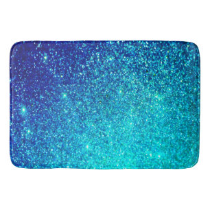 Sparkling Blue Glittery Ombre Aquamarin farbenfroh Badematte
