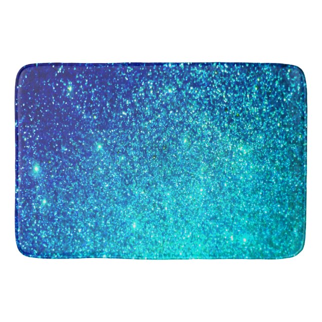 Sparkling Blue Glittery Ombre Aquamarin farbenfroh Badematte (Vorderseite)