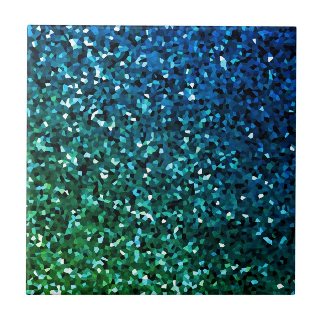 Sparkling Blue Green Glittery Geschenk farbenfroh  Fliese (Vorderseite)