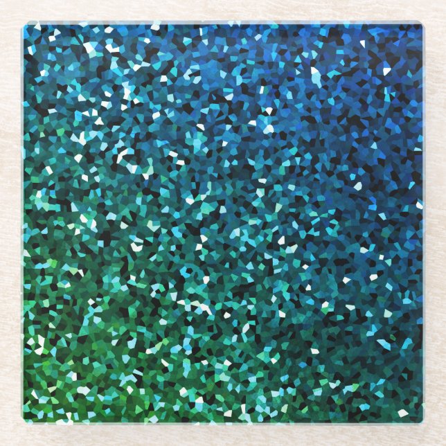 Sparkling Blue Green Glittery Geschenk farbenfroh  Glasuntersetzer (Vorderseite)