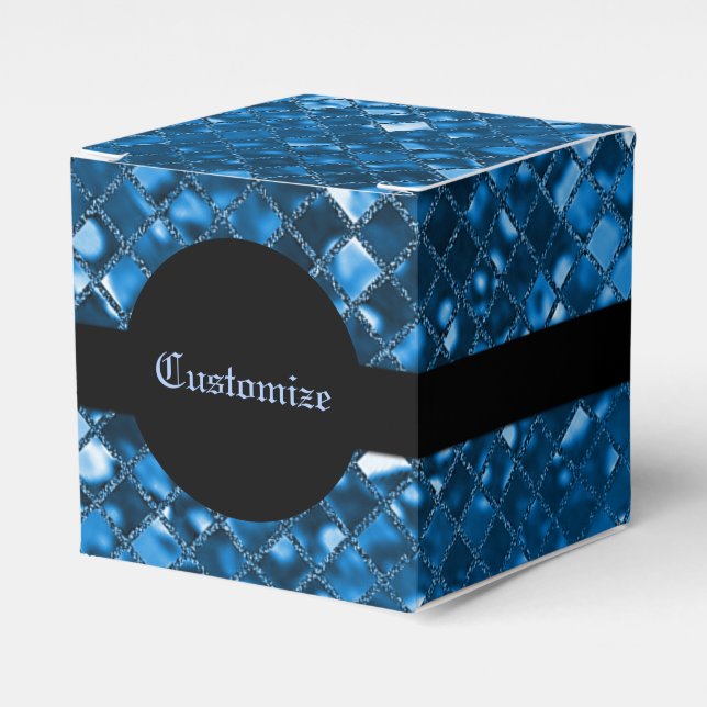 Sparkling Blue Mosaic Muster Cube Favor Box Geschenkschachtel (Vorderseite)