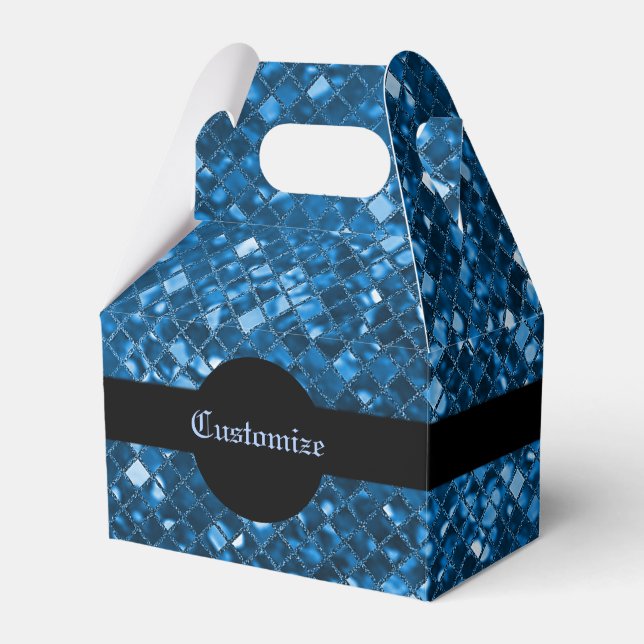 Sparkling Blue Mosaic Muster Gable Favor Box Geschenkschachtel (Vorderseite)