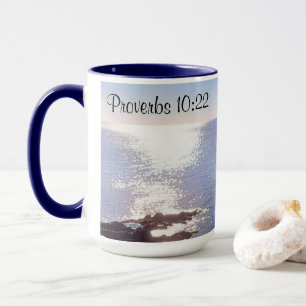 Sparkling Blue Ocean Sessings Bible Verse Tasse