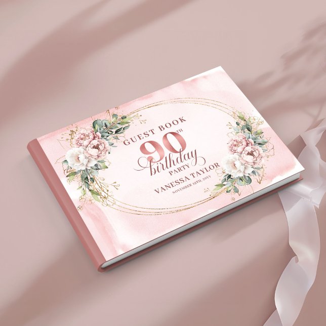 Sparkling Blush Pink Gold Eucalyptus 90th Birthday Gästebuch (Sparkling Blush Pink Gold Eucalyptus 90th Birthday Book

)