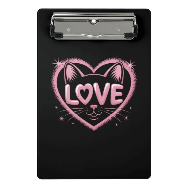 Sparkling Cat Love Mini Klemmbrett (Vorderseite)