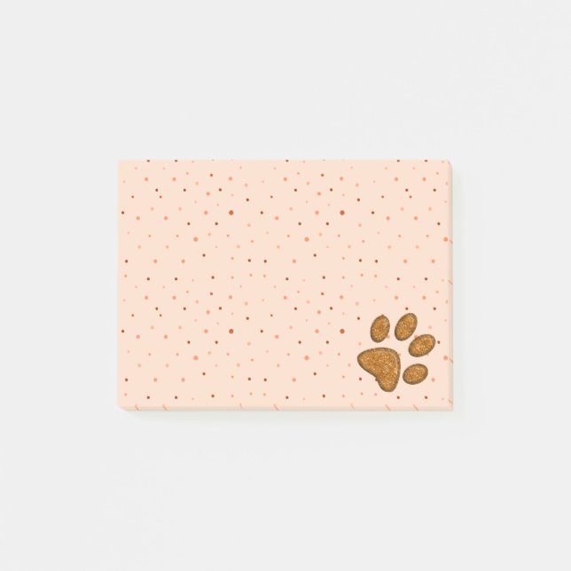 Sparkling Cat Paw Print - Orange Post-it Klebezettel (Vorderseite)
