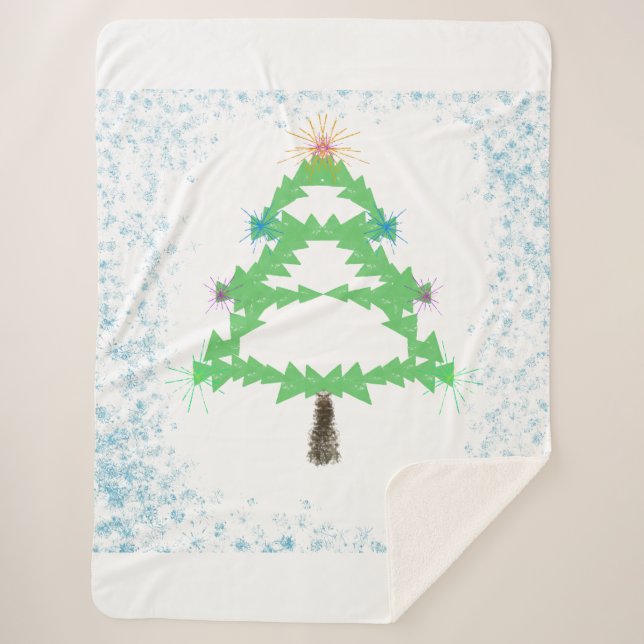 Sparkling Christmas Tree Sherpa Blanket Sherpadecke (Vorderseite)