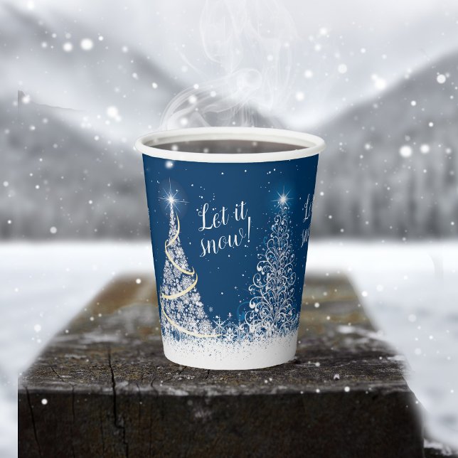 Sparkling Christmas Trees Blue ID843 Pappbecher (Von Creator hochgeladen)