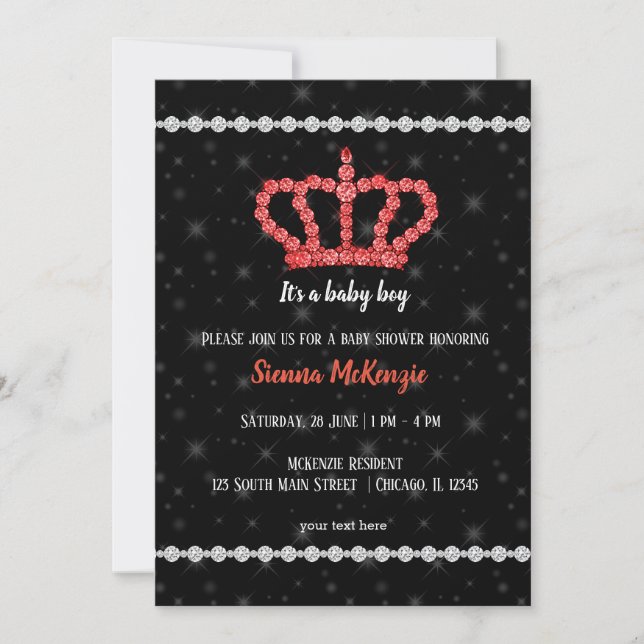 Sparkling Diamond Crown - wählen Sie Ihren Hinterg Einladung (Vorderseite)