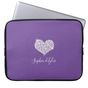 Sparkling Diamond Herz White Script Namen, Lila Laptopschutzhülle