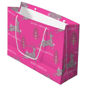 Sparkling Diamond Rentier an rosa Weihnachten Große Geschenktüte