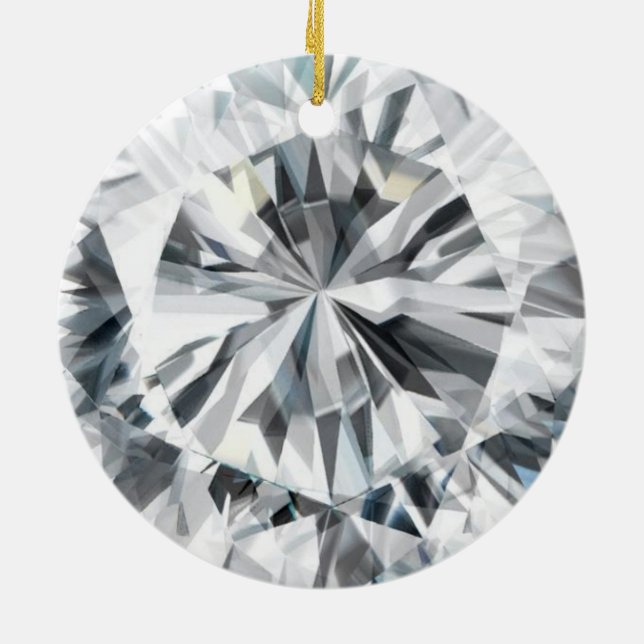 Sparkling Diamond Textur April Birthstone Keramikornament (Hinten)