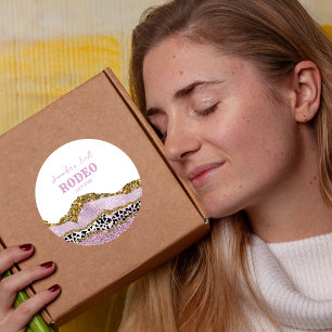 Sparkling Disco Cowgirl Bachelorette, vergoldeter  Runder Aufkleber