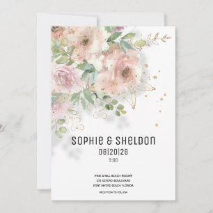 Sparkling Dusty Rose Eukalyptus Greenerity Wedding Ankündigung