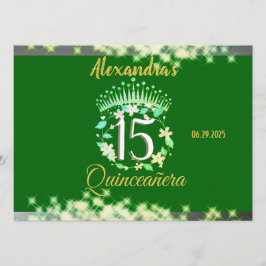 Sparkling Emerald Green Quinceañera Spanisch Menükarte
