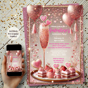 Sparkling Friends Galentine's Day Dessert Party Einladung