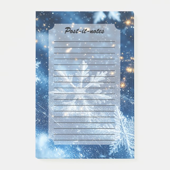 Sparkling Glitter Snowflakes Winter Christmas Post-it Klebezettel (Vorderseite)