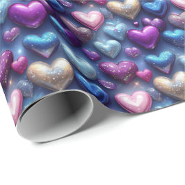 Sparkling Glossy Heart Gift Wrap: Radiant Elegance Geschenkpapier