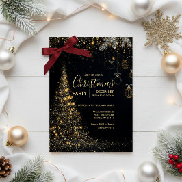Sparkling Gold Christmas Tree Invitation Einladung