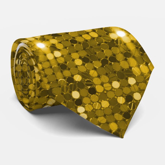 Sparkling Gold Disco Sequin Neck Tie Krawatte (Gerollt)