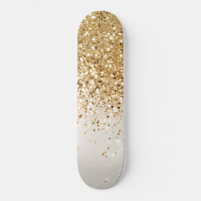 Sparkling Gold Glitzer Glam #2 Skateboard (Vorderseite)