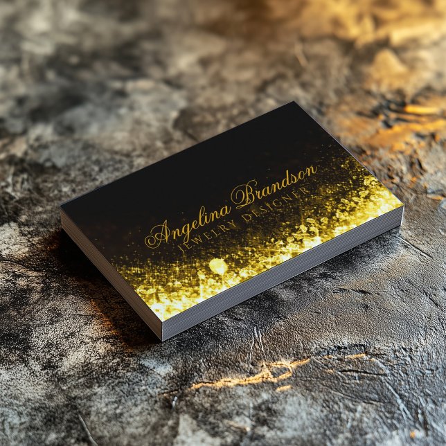 Sparkling Gold Juweler Schmuck Designer Black Card Visitenkarte (Perfect for business)