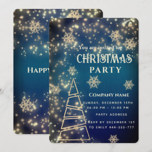 Sparkling Gold Schneeflocken Weihnachten Einladung
