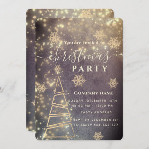 Sparkling Gold Schneeflocken Weihnachten Einladung