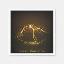 Sparkling Golden Christmas Bells Paper Napkins Serviette