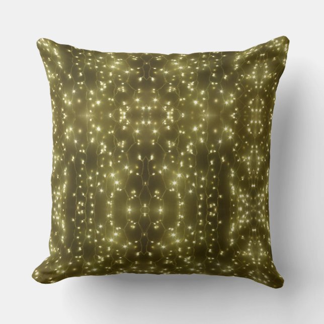 Sparkling Golden Lights Throw Pillow Kissen (Vorderseite)