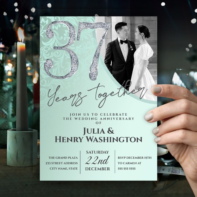 Sparkling Green 37. Hochzeitstag   Einladung (Von Creator hochgeladen)