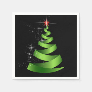 Sparkling Green Ribbon Weihnachtsbaum Serviette