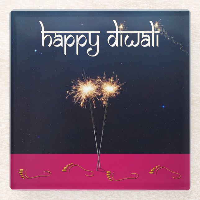 Sparkling Happy Diwali - Untersetzer aus Glas (Vorderseite)