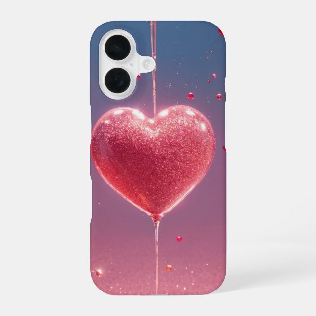 Sparkling Heart & Cherry Romantic Phone Case iPhone 16 Hülle (Rückseite)