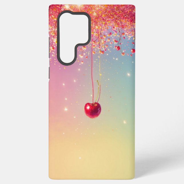 Sparkling Heart & Cherry Romantic Phone Case Samsung Galaxy Hülle (Rückseite)