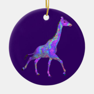 Sparkling Hippie Style Lila Giraffe Keramikornament