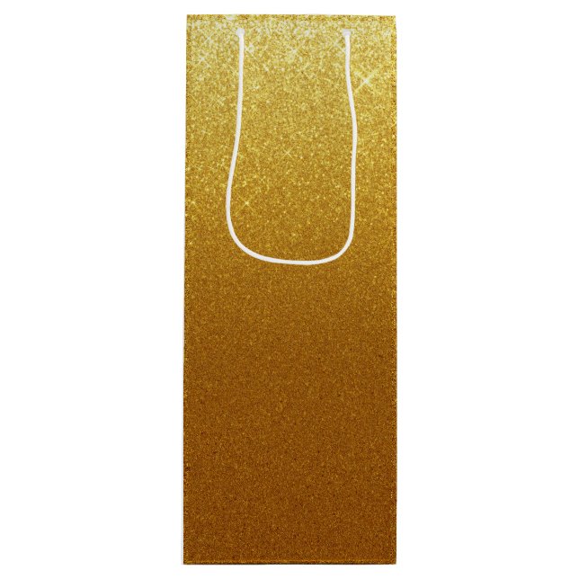 Sparkling Imitate Gold Glitzer Geschenktüte Für Weinflaschen (Vorderseite)