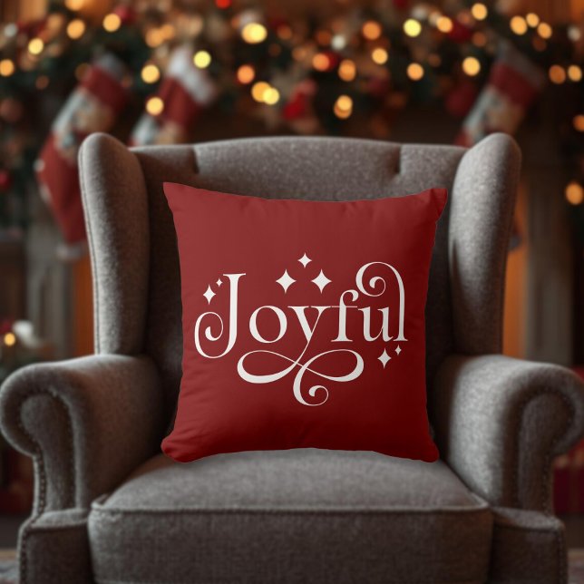 Sparkling Joyful Burgundy Throw Pillow Kissen (Sparkling Joyful Burgundy Throw Pillow)