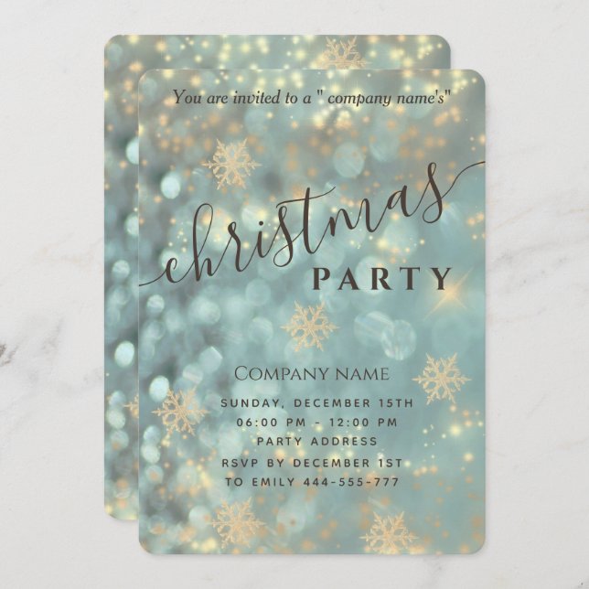 Sparkling luxuriösen Unternehmen Weihnachten Party Einladung (Vorne/Hinten)