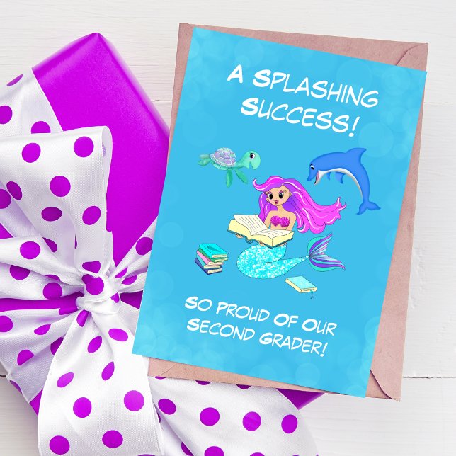 Sparkling Mermaid Reading Books Abschluss 2. Karte (A wonderful graduation card for your graduate!)