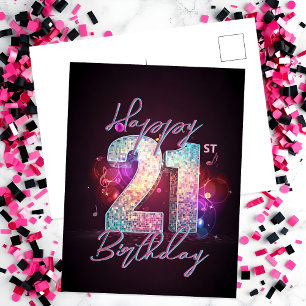 Sparkling Modern Chic Disco Tanz 21. Geburtstag Postkarte