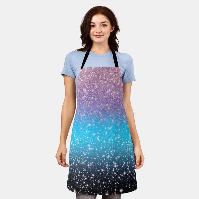 Sparkling Ombre Dusche in Blau Schürze (Getragen)