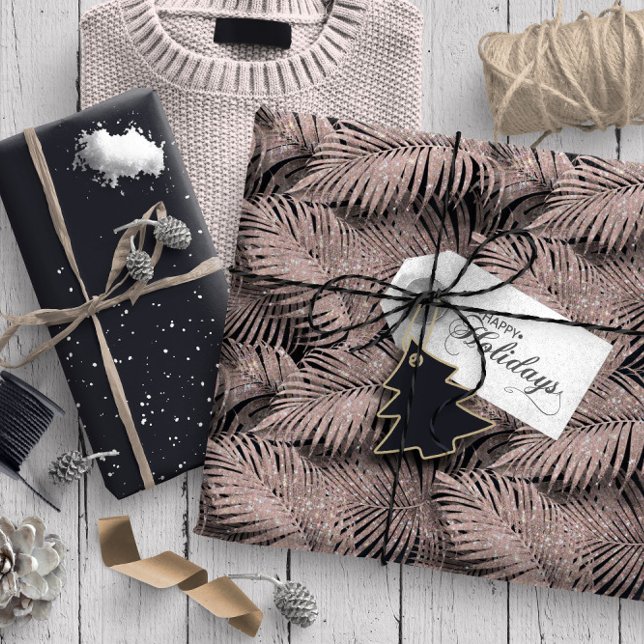 Sparkling Palm Blätter Muster Rose Gold ID831 Geschenkpapier (Von Creator hochgeladen)